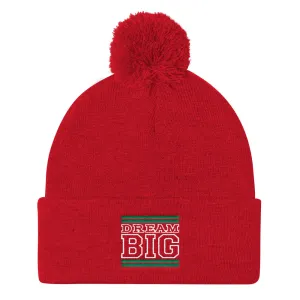 Red Green and White Pom Pom Beanie