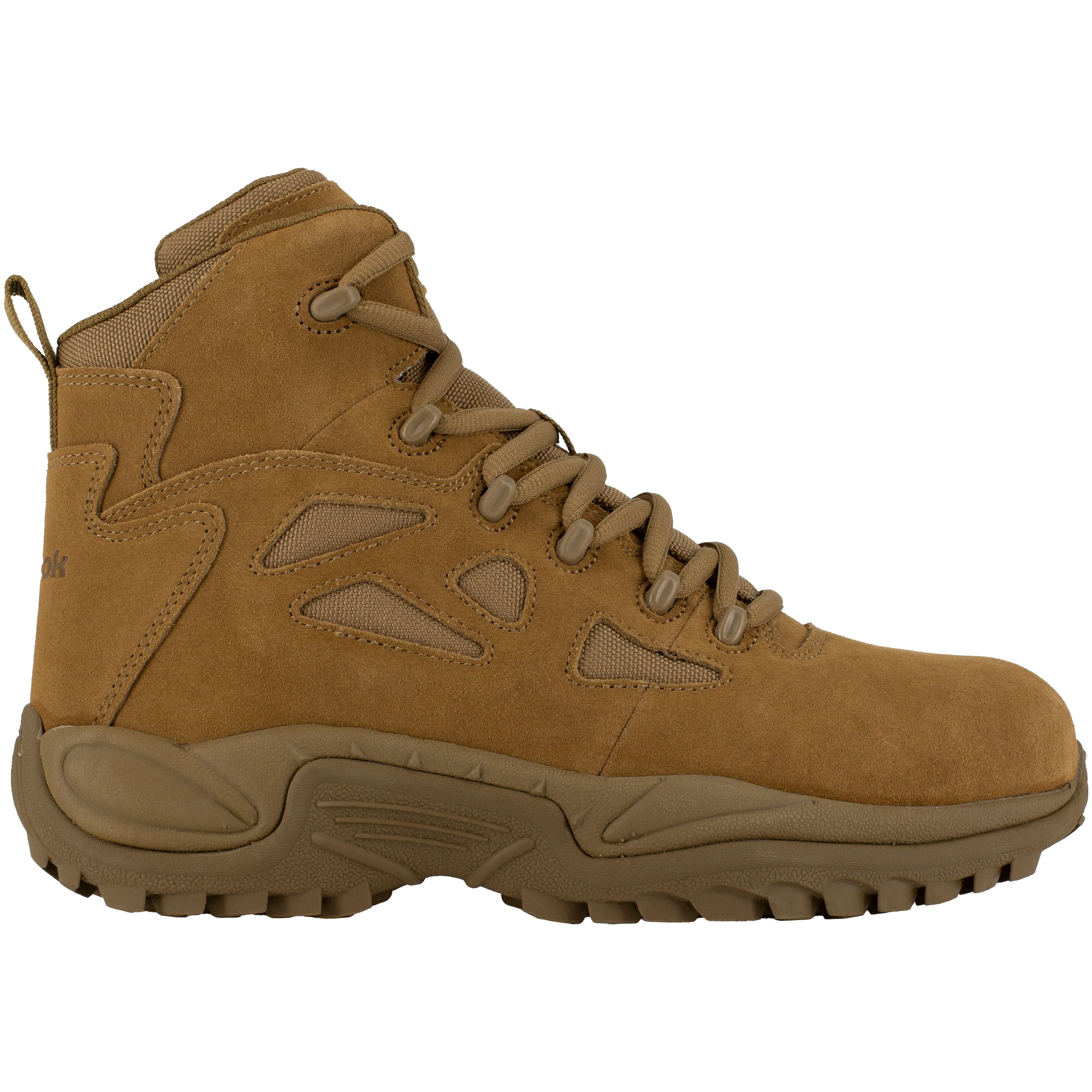 Reebok Men's Rapid Response RB 6" Comp Toe Side Zip Stealth Duty Work Boot - Coyote - RB8650