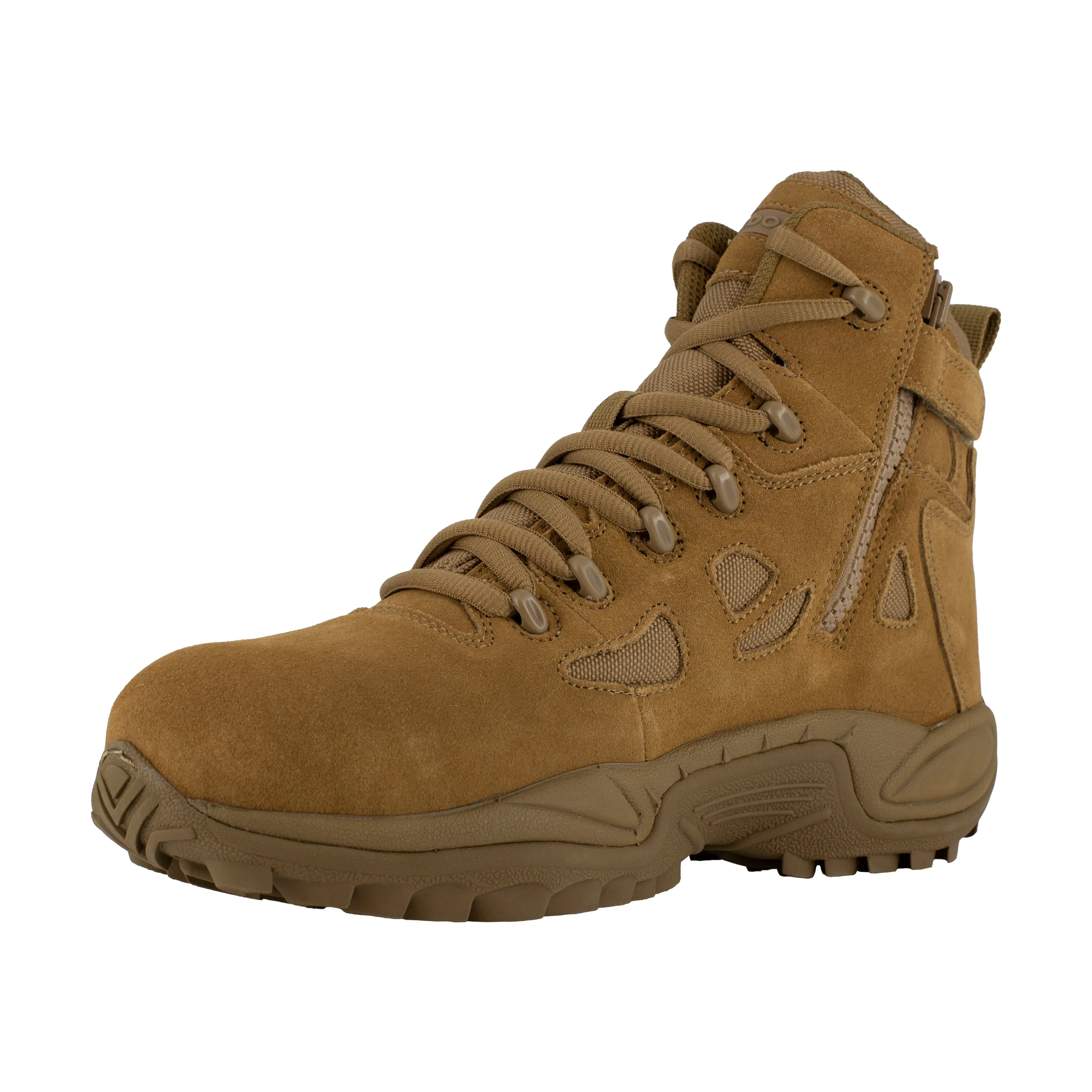 Reebok Men's Rapid Response RB 6" Comp Toe Side Zip Stealth Duty Work Boot - Coyote - RB8650