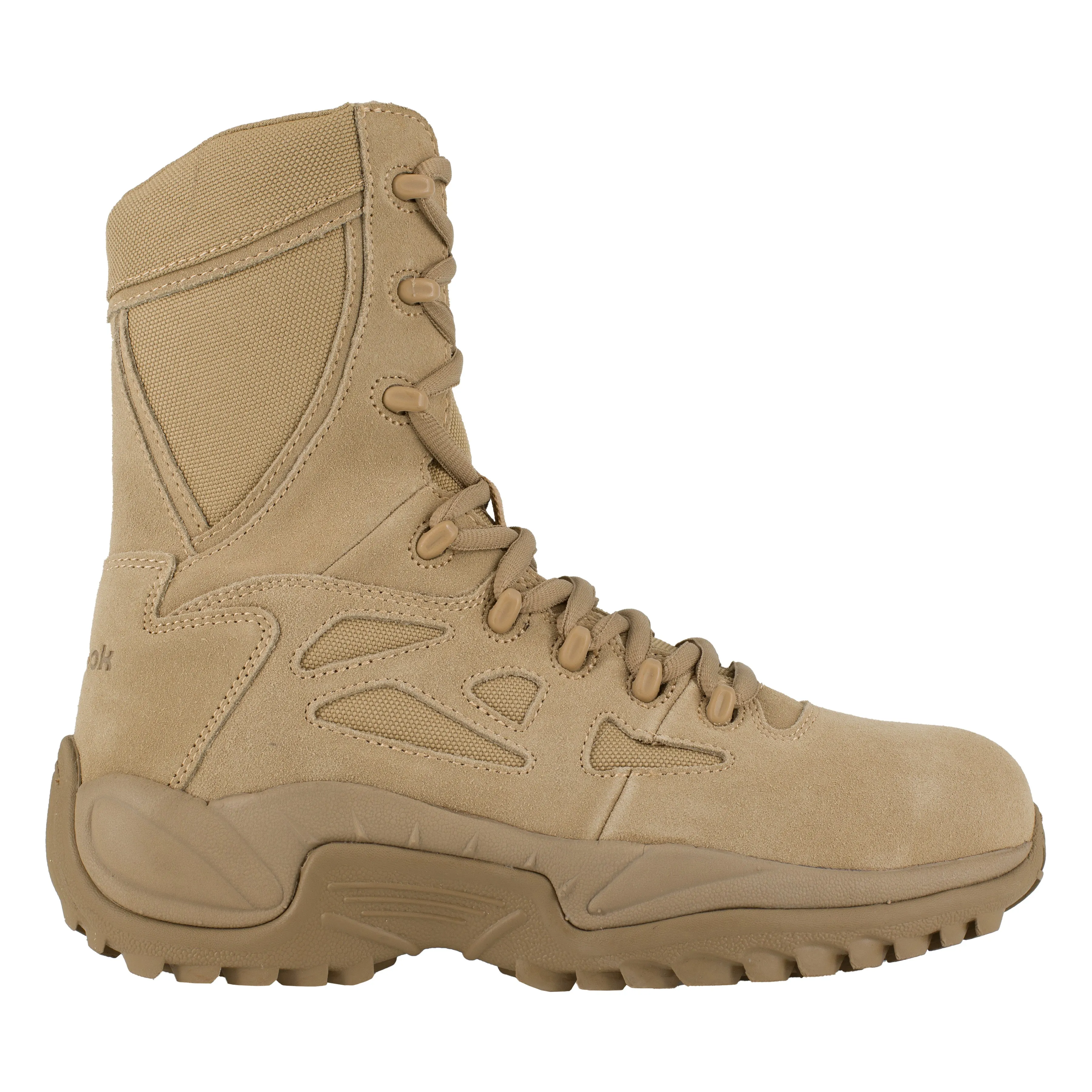 Reebok Men's Rapid Response RB 8" Comp Toe Side Zip Tactical Military Boot - Tan - RB8894