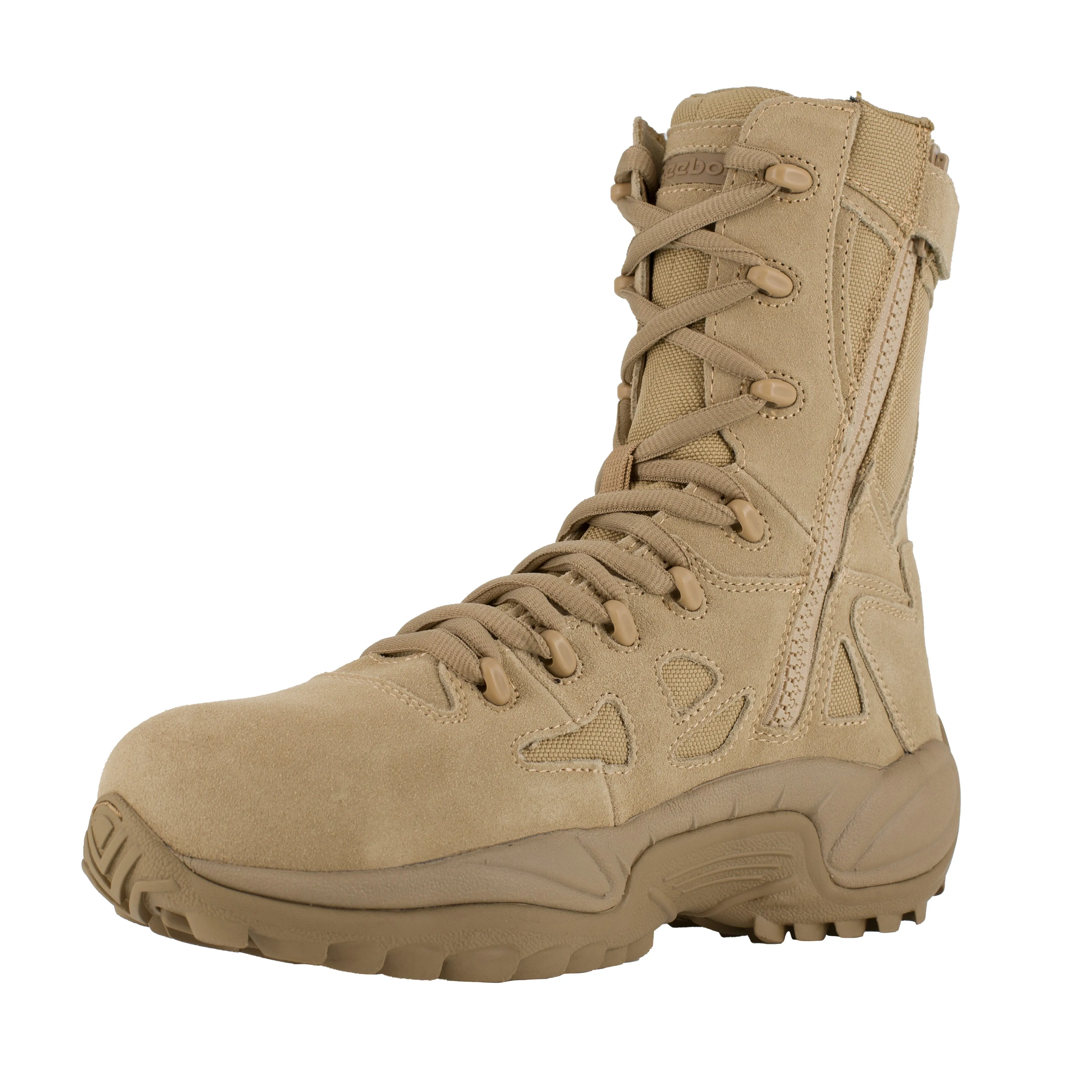 Reebok Men's Rapid Response RB 8" Comp Toe Side Zip Tactical Military Boot - Tan - RB8894