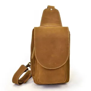 Retro Genuine Leather Crossbody Bag for Men Anti-Theft Chest Bag