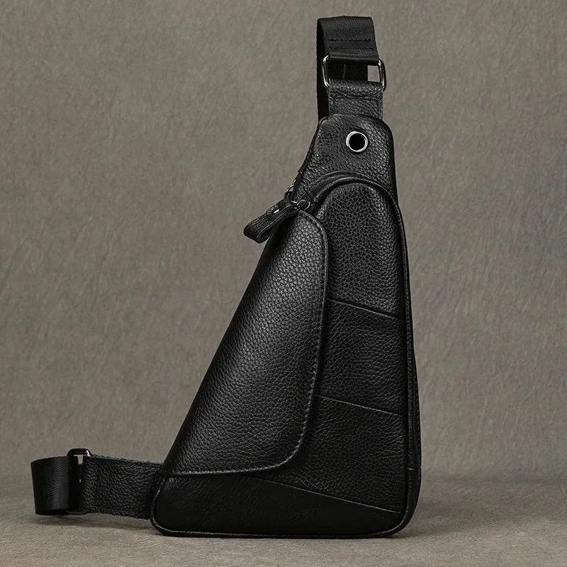 Retro Genuine Leather Crossbody Bag for Men Anti-Theft Chest Bag