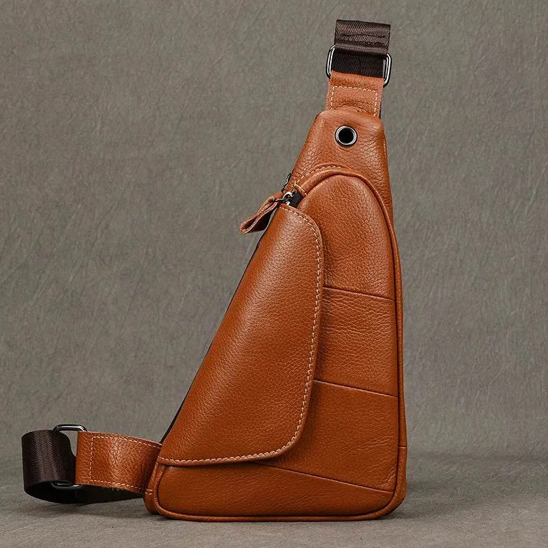 Retro Genuine Leather Crossbody Bag for Men Anti-Theft Chest Bag