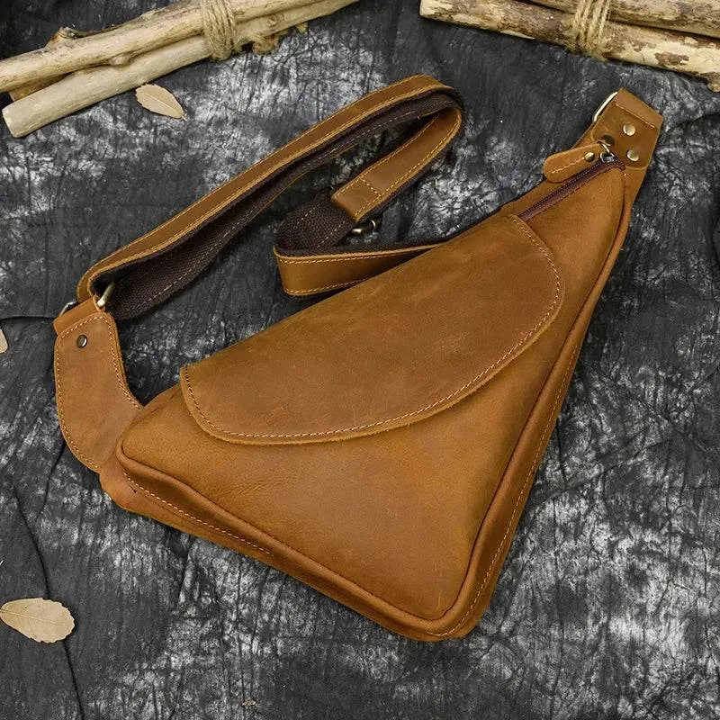 Retro Genuine Leather Crossbody Bag for Men Anti-Theft Chest Bag