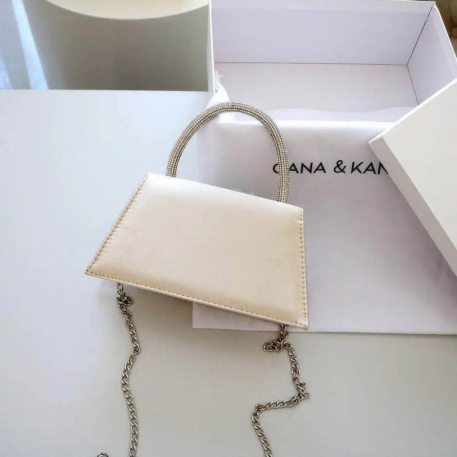 Rhinestone Top Handle 3D Floral Clutch Bag