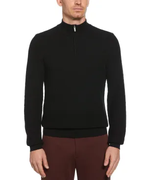 Ribbed Mock Neck Quarter Zip Sweater