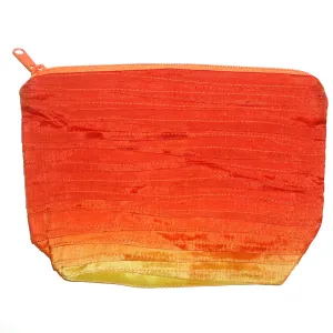 Ruched Silk Pouch - Orange