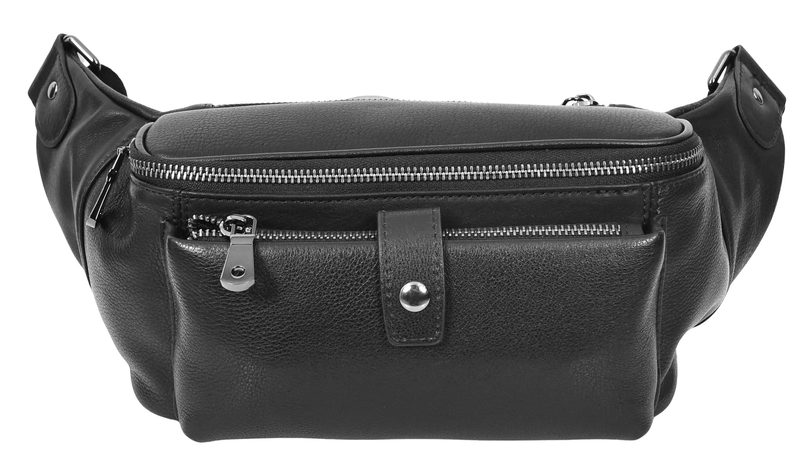 Runsack Real Leather Travel Waist Pack Bum Bag Black