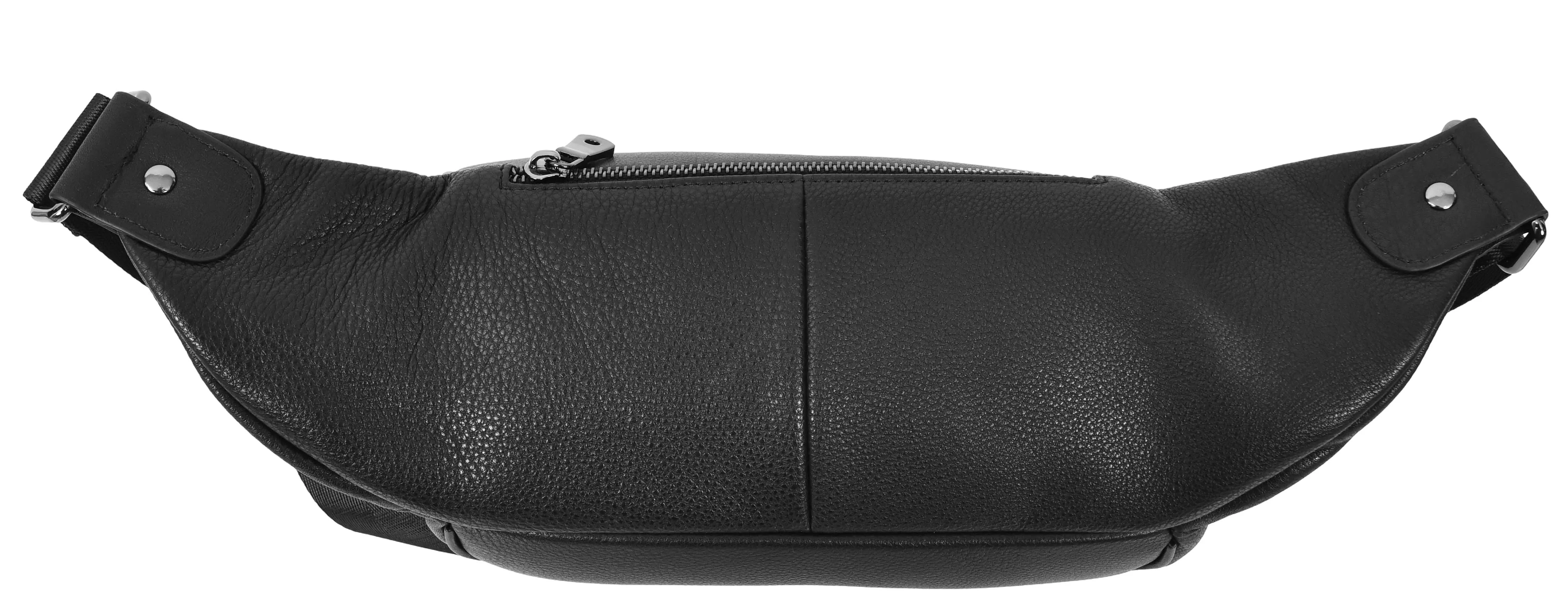 Runsack Real Leather Travel Waist Pack Bum Bag Black