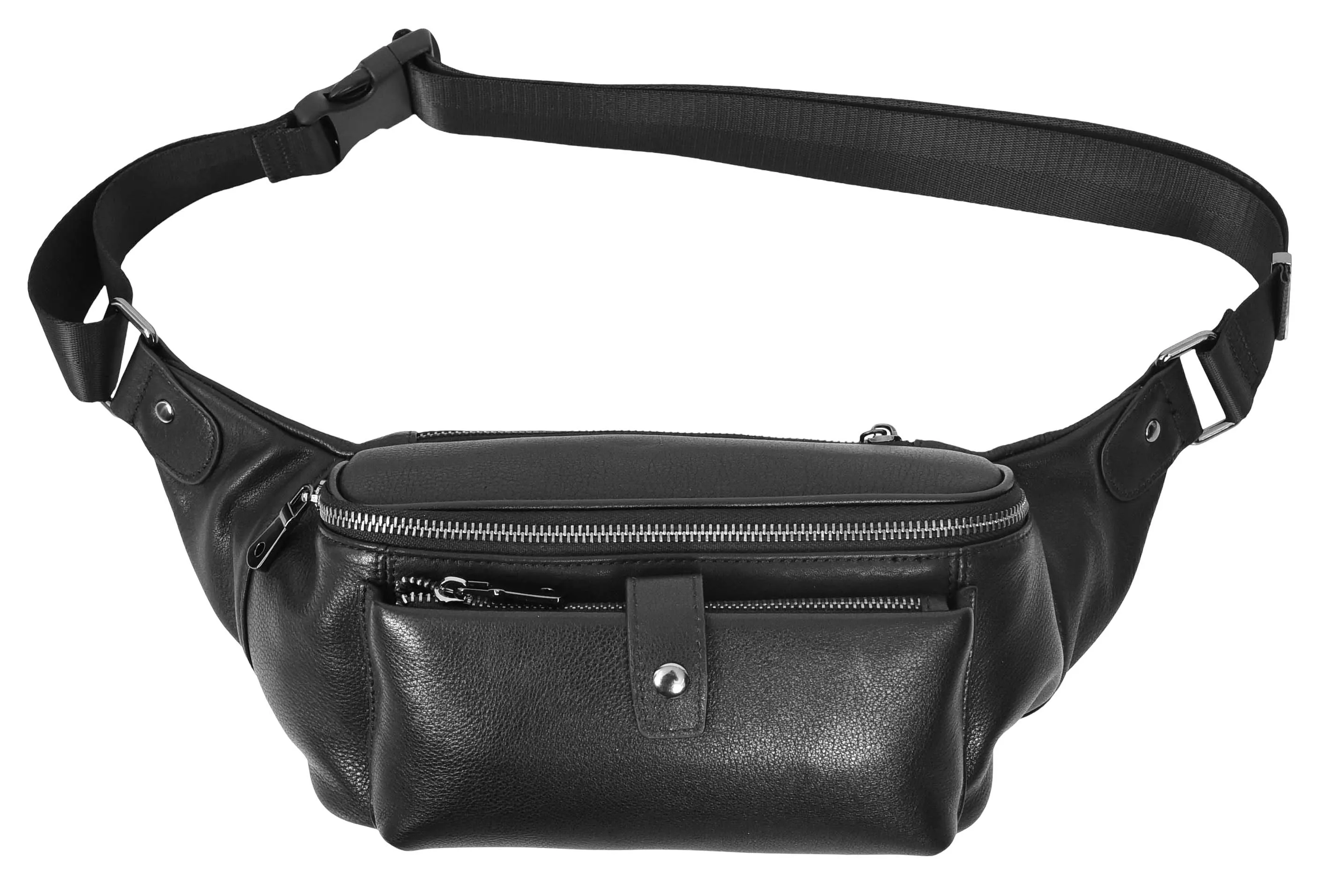 Runsack Real Leather Travel Waist Pack Bum Bag Black
