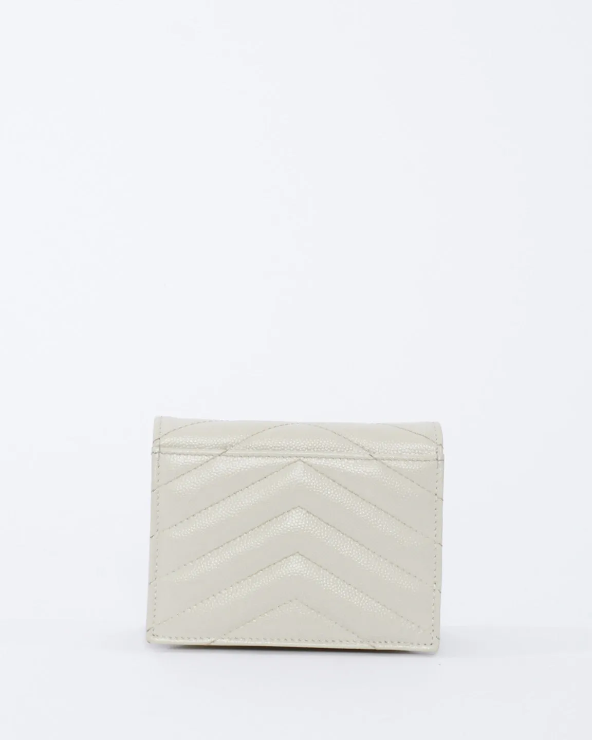 Saint Laurent Off White Quilted Leather Monogram Wallet