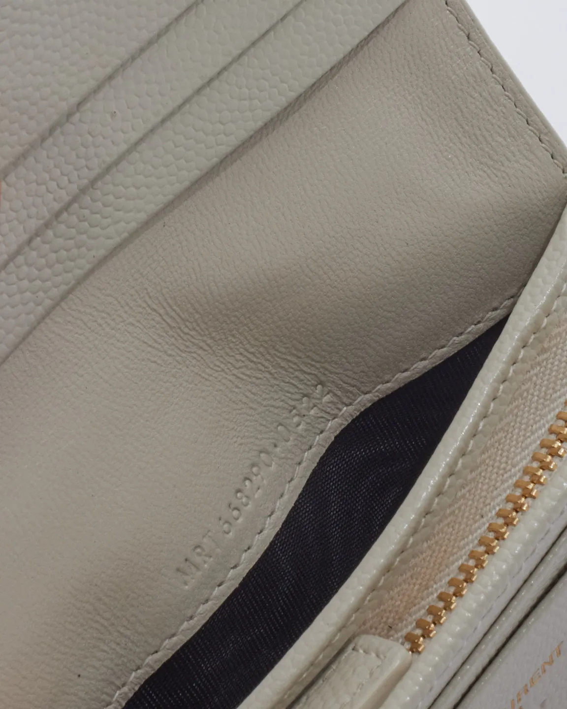 Saint Laurent Off White Quilted Leather Monogram Wallet