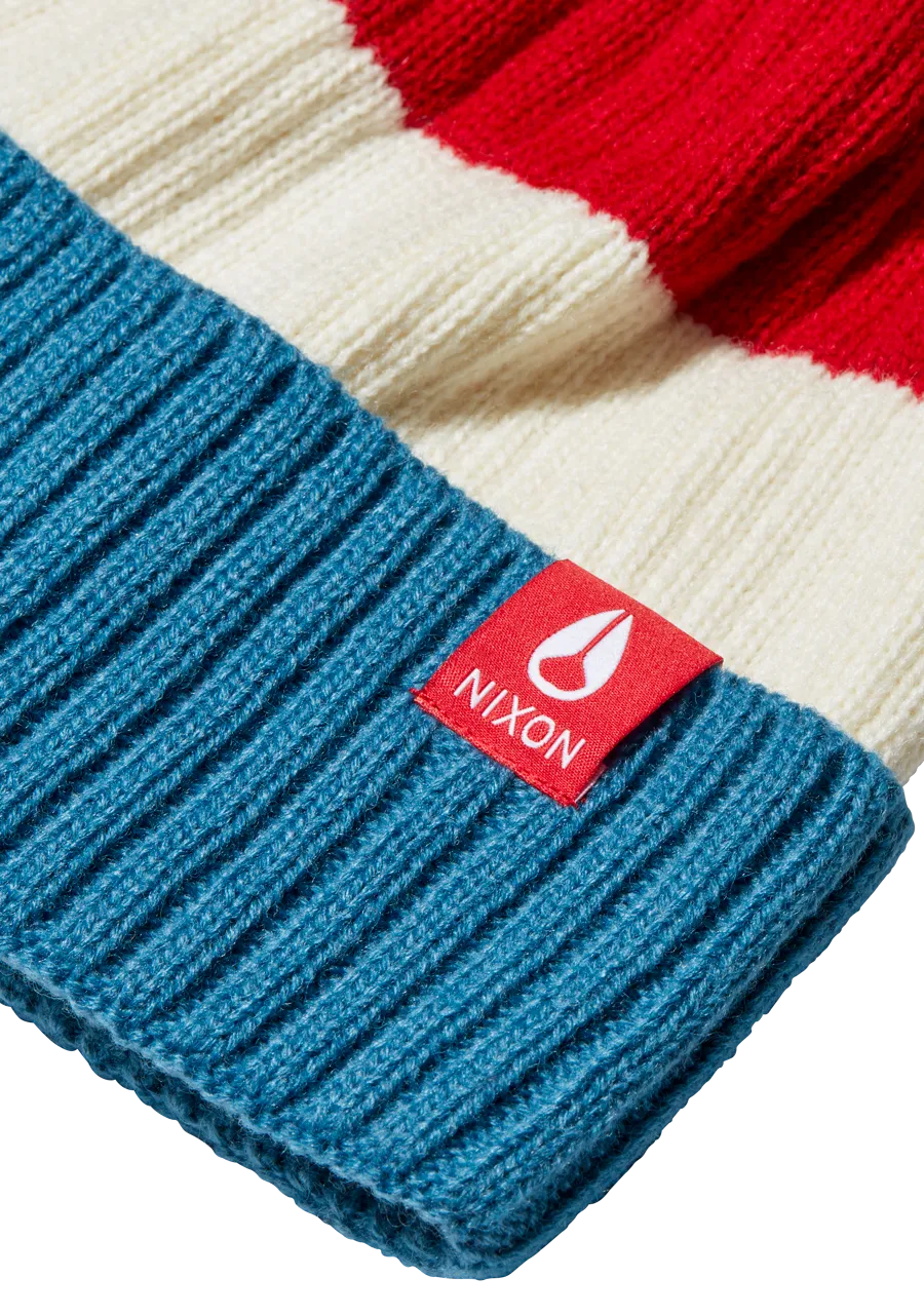 Schrader Pom Beanie - Dark Cedar / Red