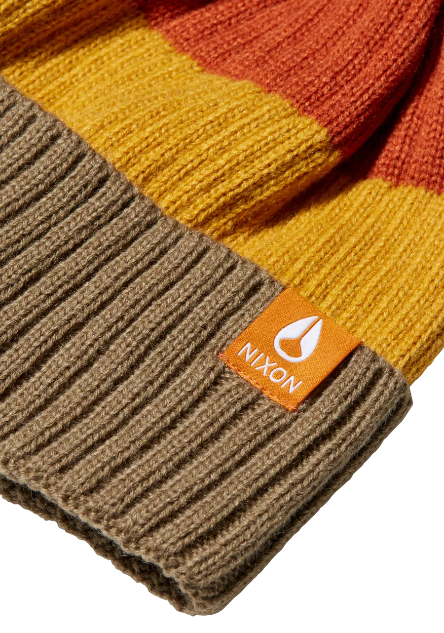 Schrader Pom Beanie - Dark Cedar / Red