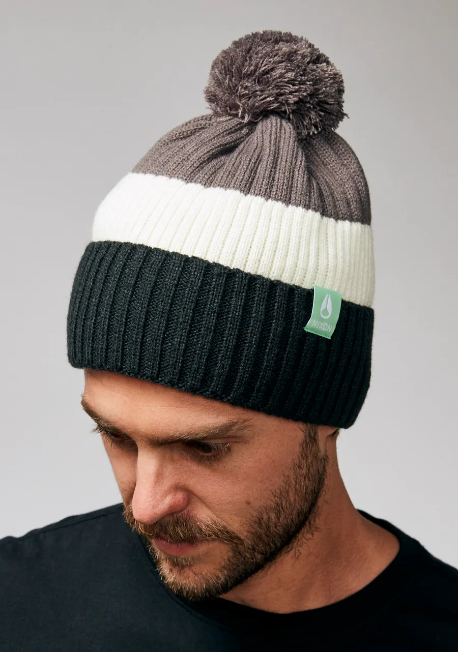 Schrader Pom Beanie - Dark Cedar / Red