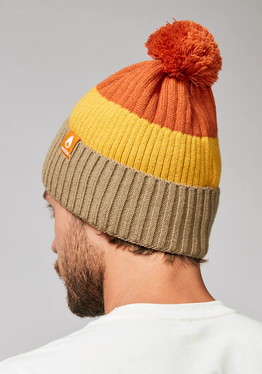 Schrader Pom Beanie - Dark Cedar / Red