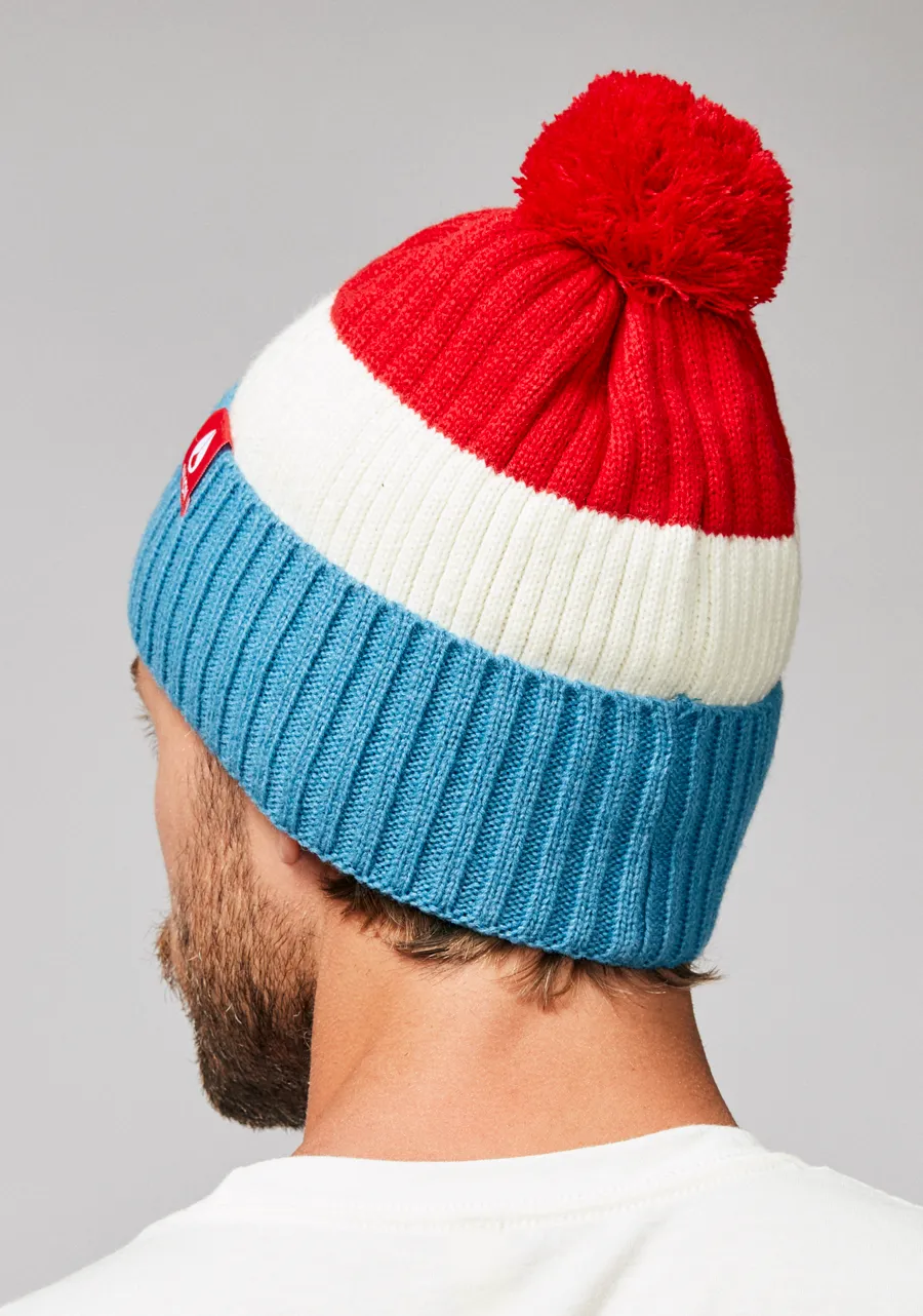 Schrader Pom Beanie - Dark Cedar / Red