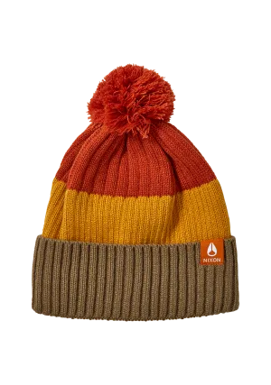 Schrader Pom Beanie - Dark Cedar / Red