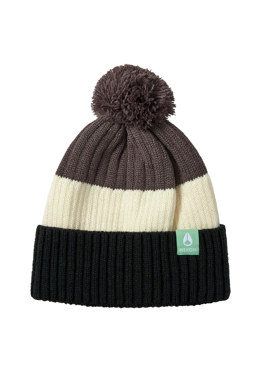 Schrader Pom Beanie - Dark Cedar / Red