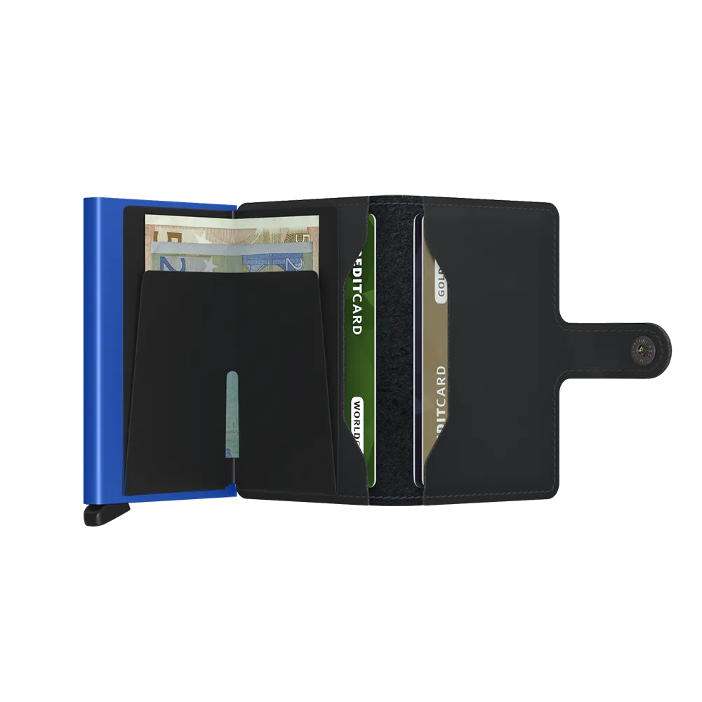 SECRID Miniwallet Leather - Matte Black & Blue