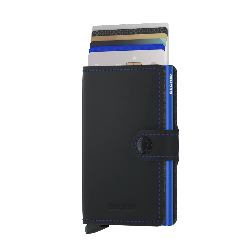 SECRID Miniwallet Leather - Matte Black & Blue