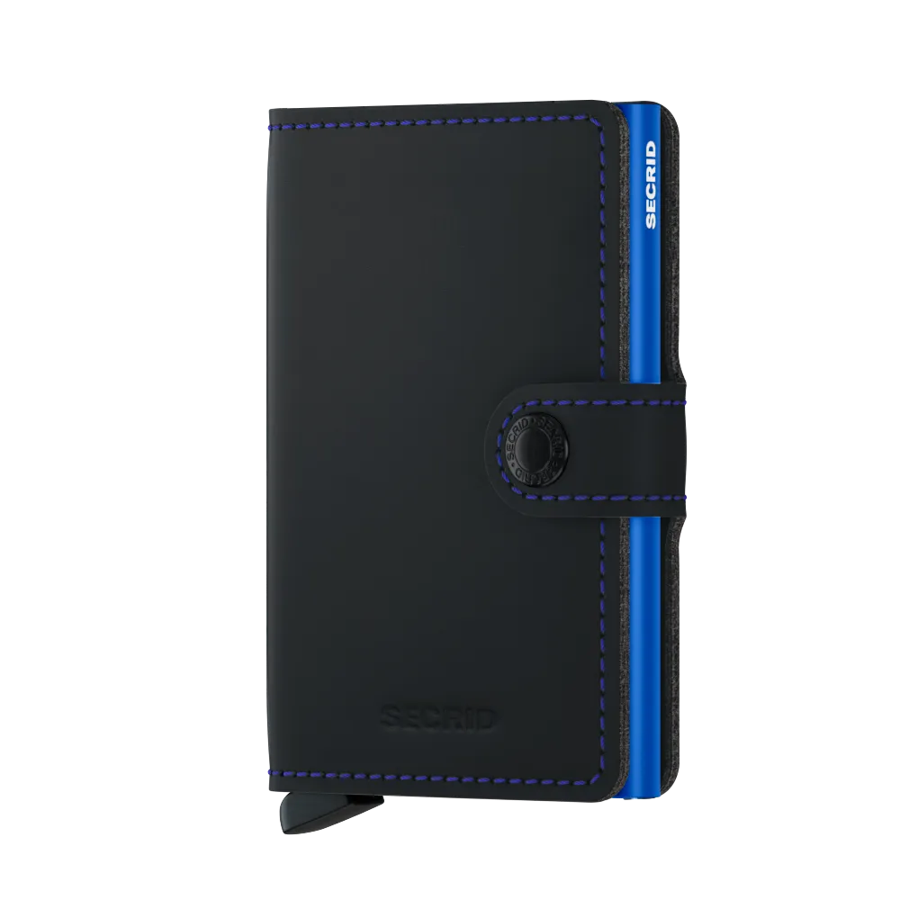 SECRID Miniwallet Leather - Matte Black & Blue