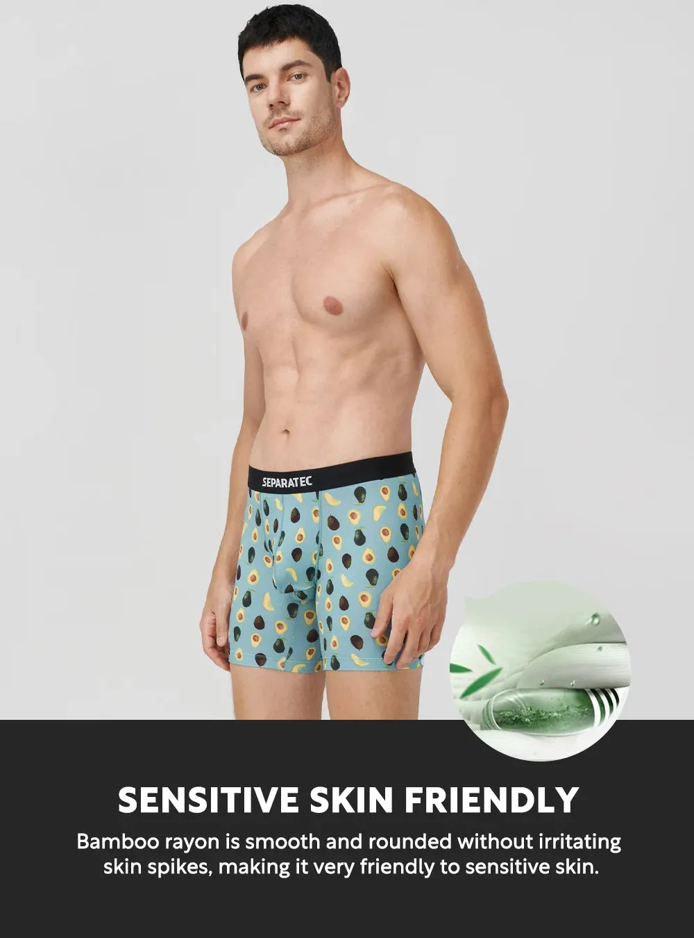 Shark and Lemon Printed Bamboo Rayon Boxer Briefs 3 Pack