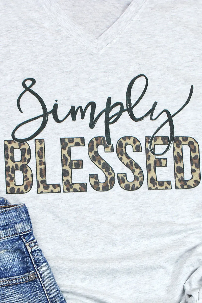 Simply Blessed Leopard Tri-Blend V Neck Tee