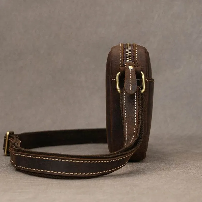 Small Men's Leather Retro Clutch Bag Casual Crossbody Bag