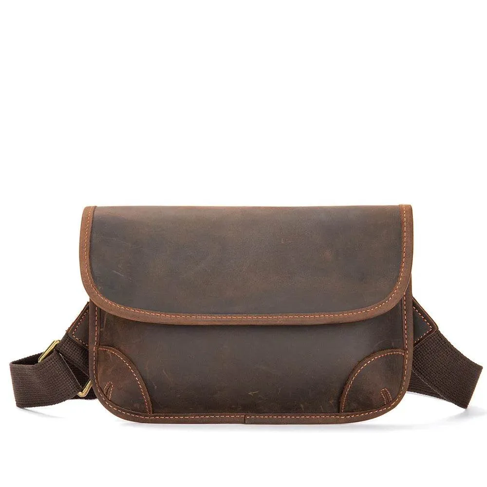 Small Men's Leather Retro Clutch Bag Casual Crossbody Bag