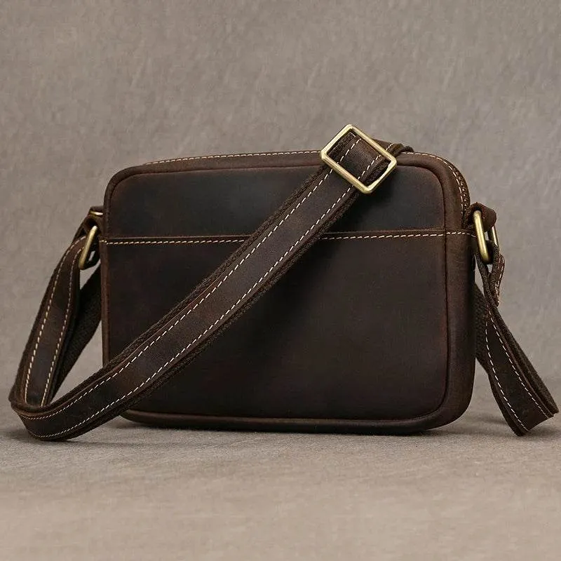 Small Men's Leather Retro Clutch Bag Casual Crossbody Bag