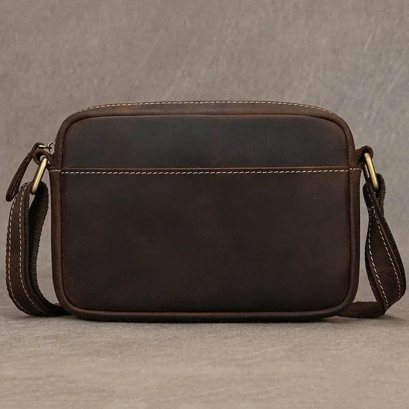 Small Men's Leather Retro Clutch Bag Casual Crossbody Bag