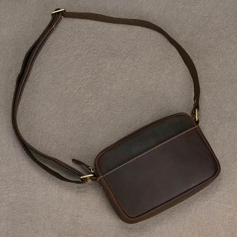 Small Men's Leather Retro Clutch Bag Casual Crossbody Bag