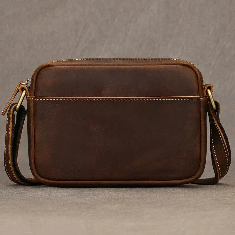 Small Men's Leather Retro Clutch Bag Casual Crossbody Bag