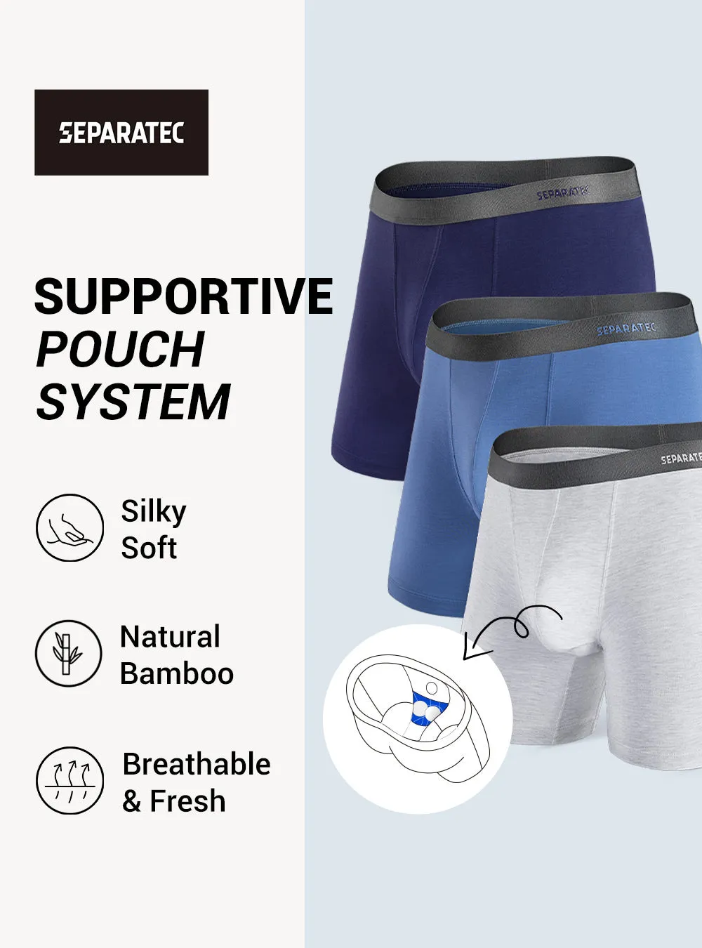 Stylish Classic Bamboo Rayon Boxer Briefs 3 Pack