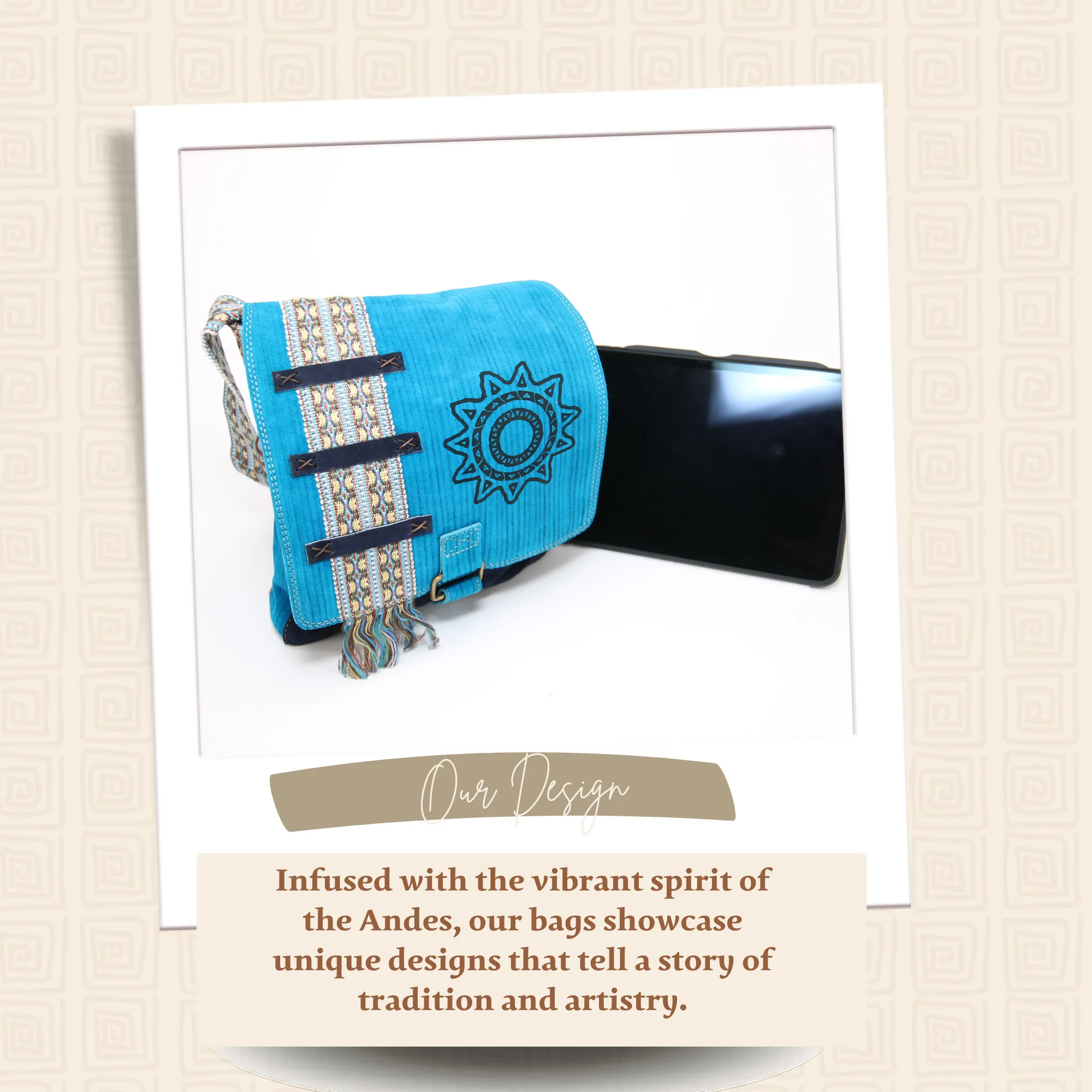 Suede Leather Bag w/ Sun (Light Blue)