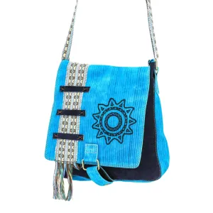 Suede Leather Bag w/ Sun (Light Blue)