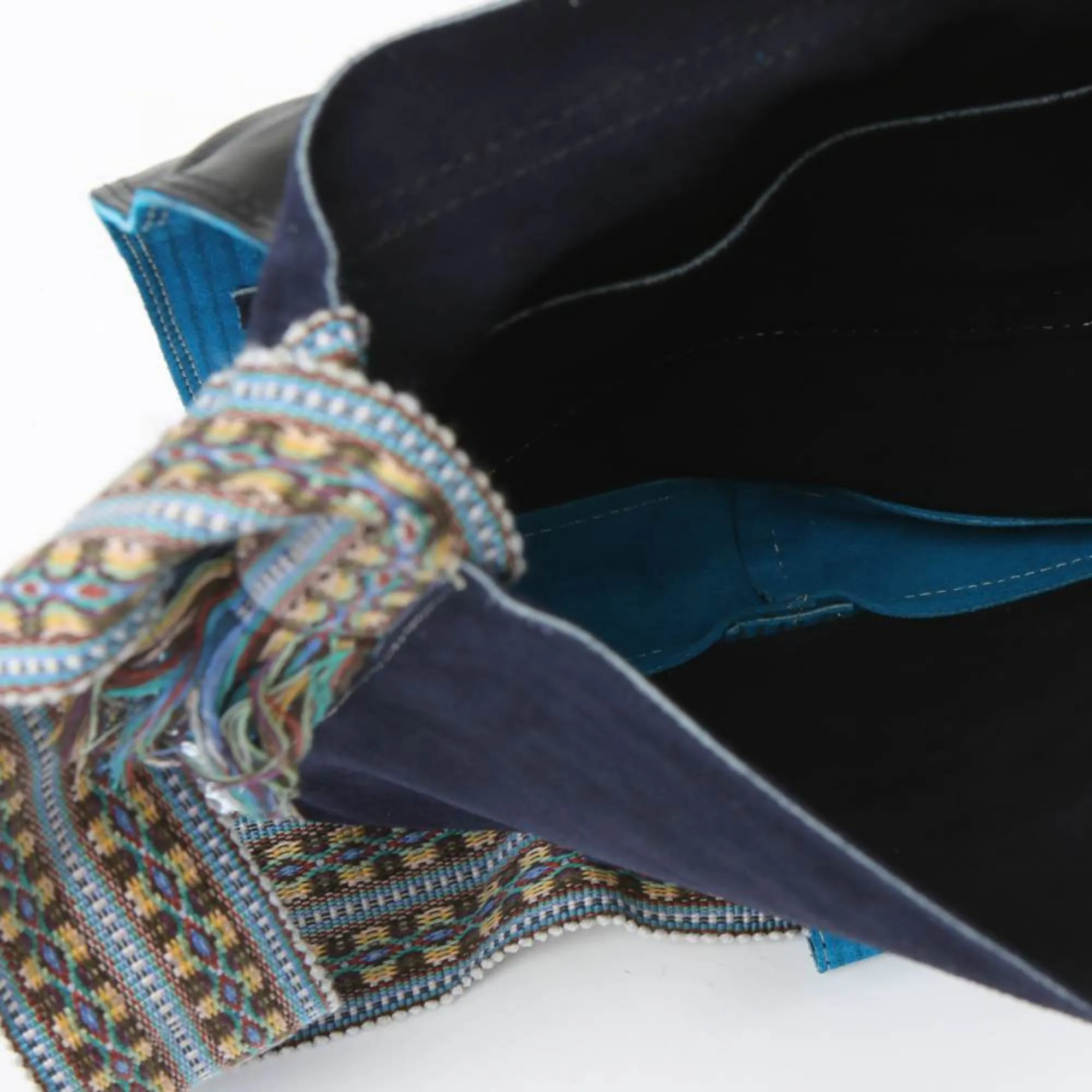 Suede Leather Bag w/ Sun (Light Blue)