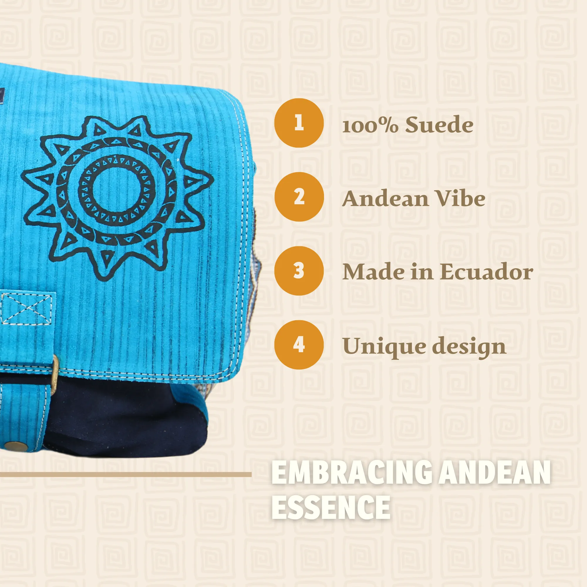 Suede Leather Bag w/ Sun (Light Blue)
