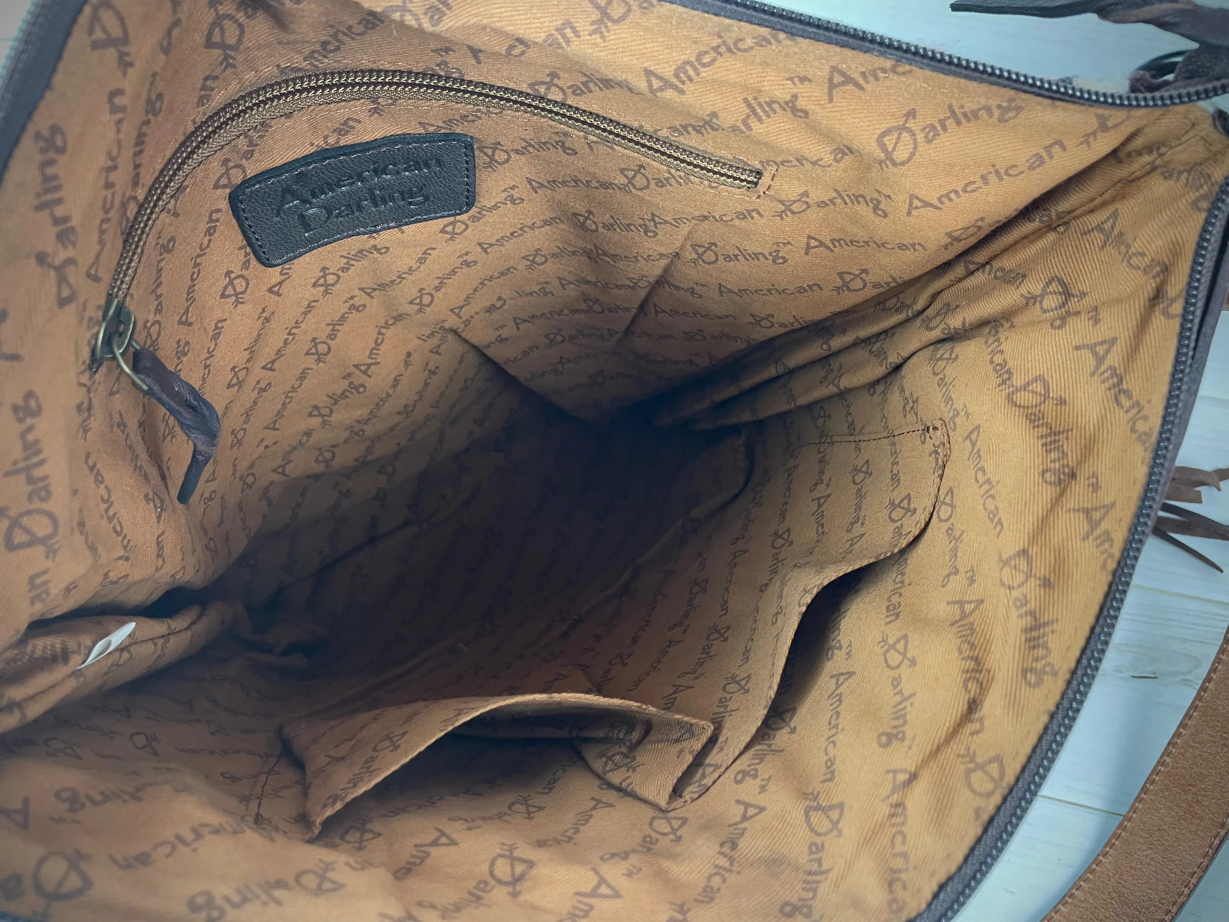 Summer Tan and Wine Pattern Wool & Leather Tooled Crossbody Handbag