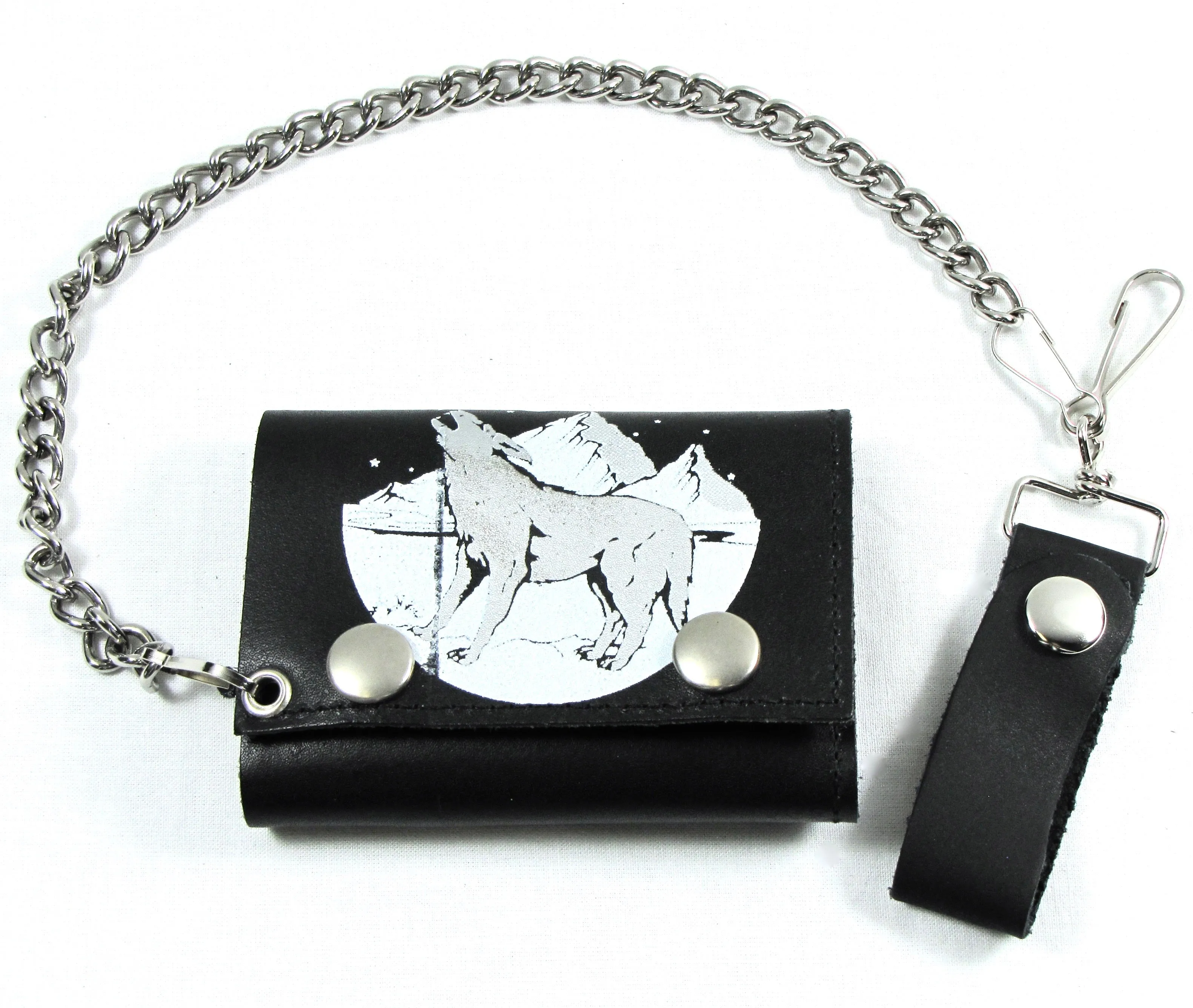 TC304C-9 Tri-Fold Wallet w/ Chain- White Wolf