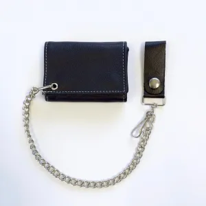 TC812  Soft Tri-Fold Wallet w/ Chain- White Stitching
