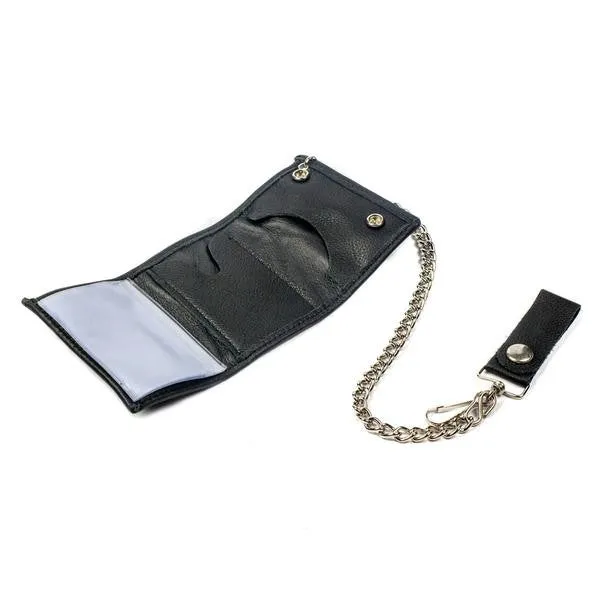 TC812  Soft Tri-Fold Wallet w/ Chain- White Stitching