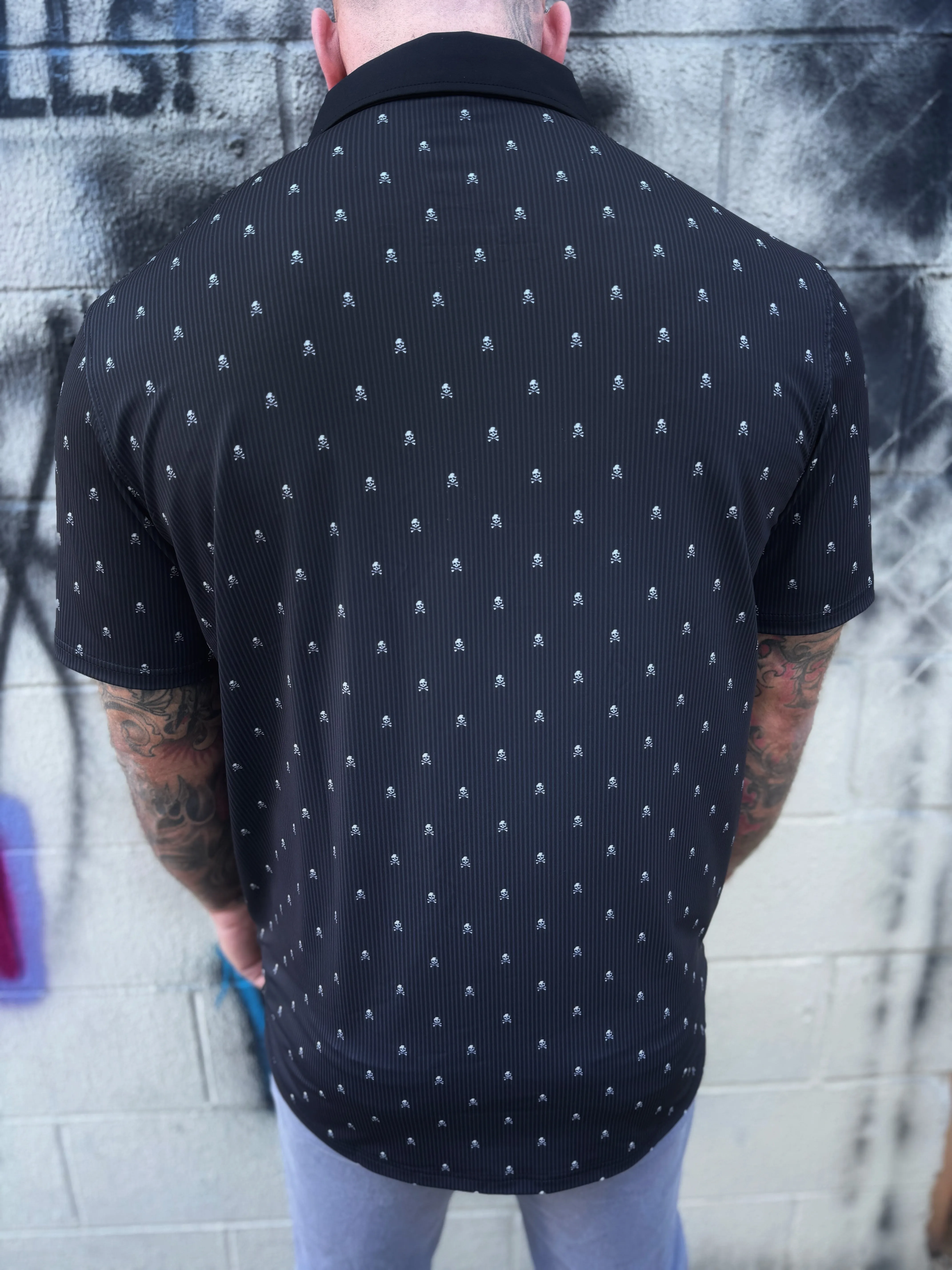 TDC INFINITI SKULL PIN STRIPPED POLO