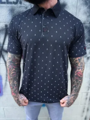 TDC INFINITI SKULL PIN STRIPPED POLO