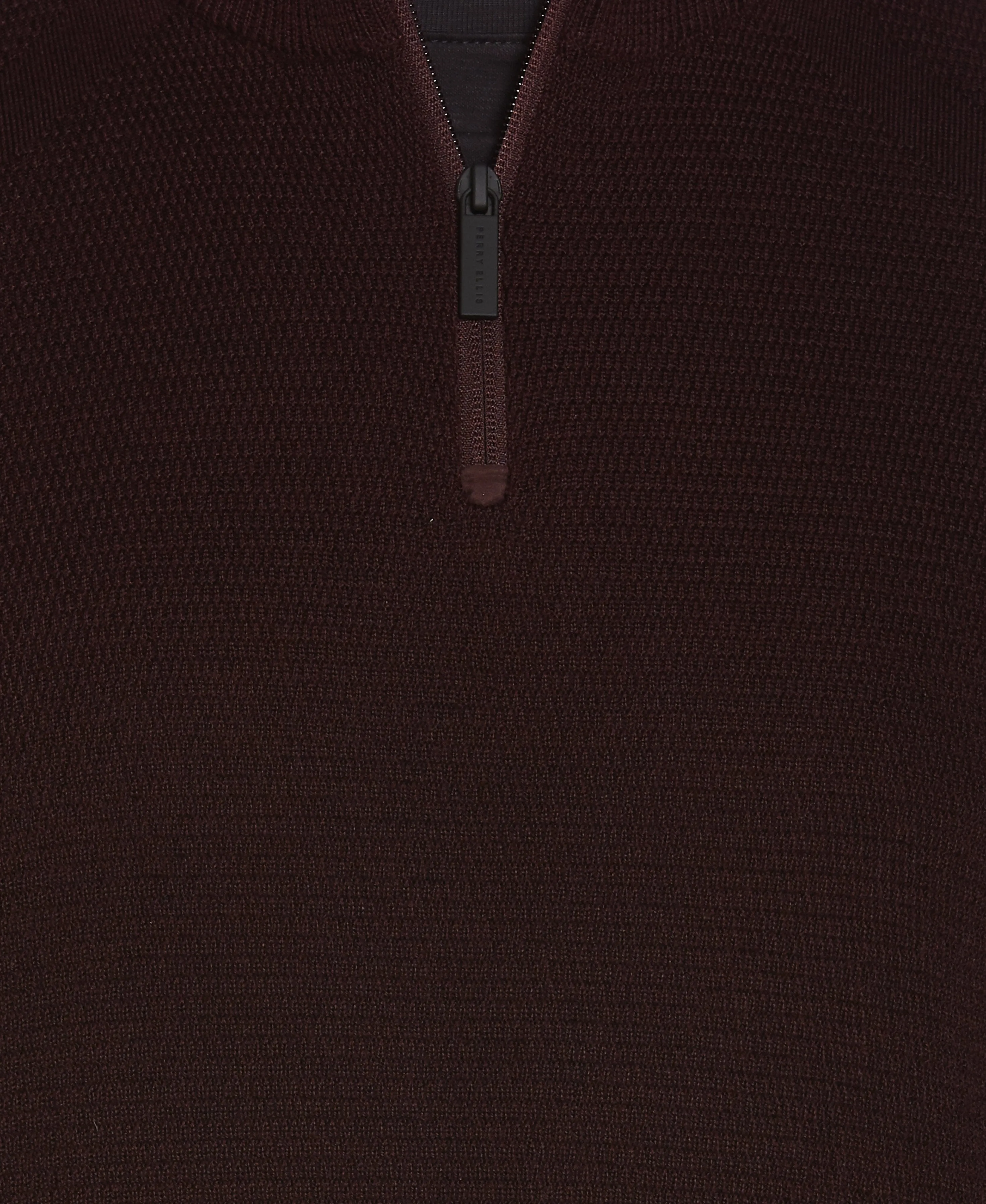 Textured Merino Wool Blend Quarter Zip Sweater