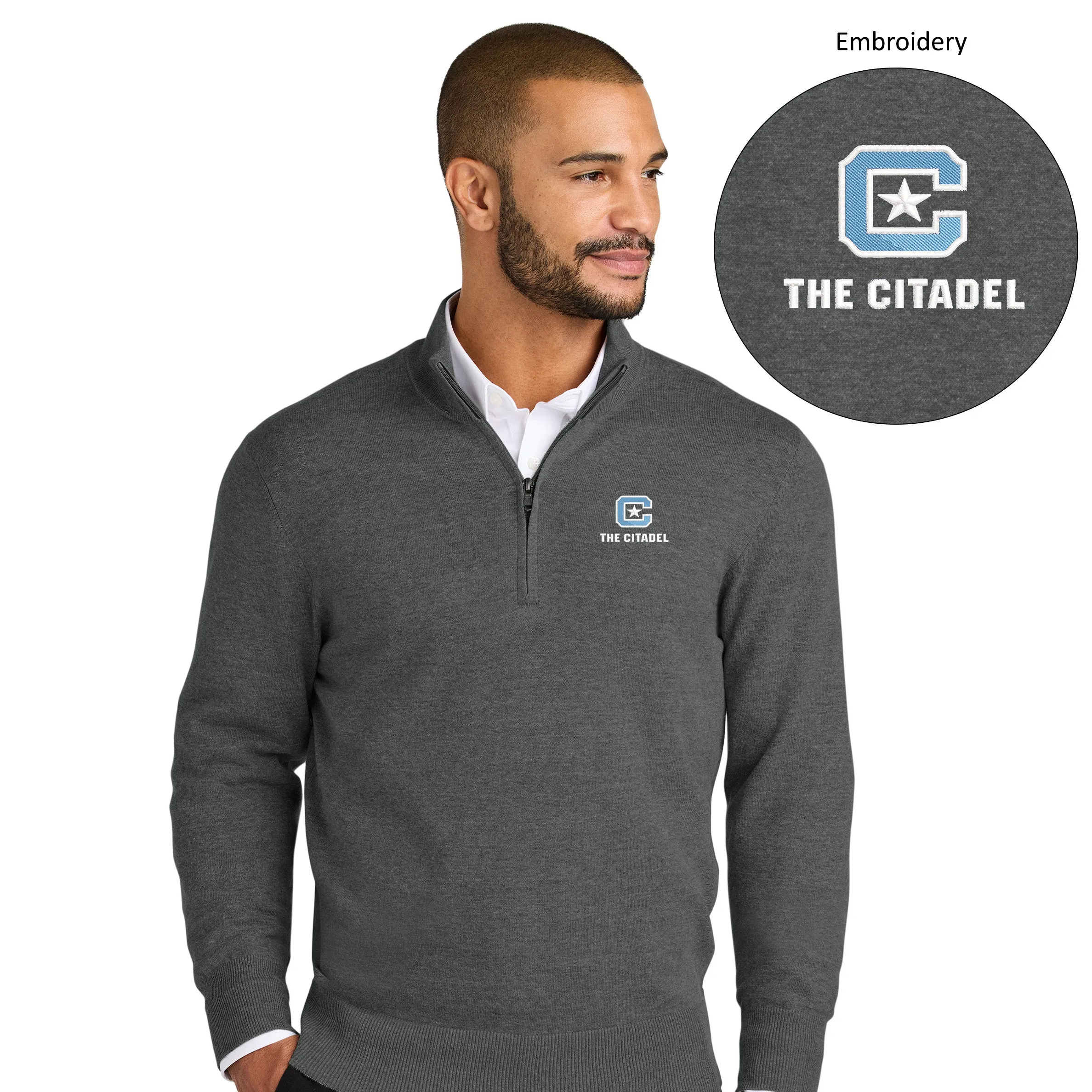 The Citadel, C Star, Port Authority® Easy Care 1/4-Zip Sweater