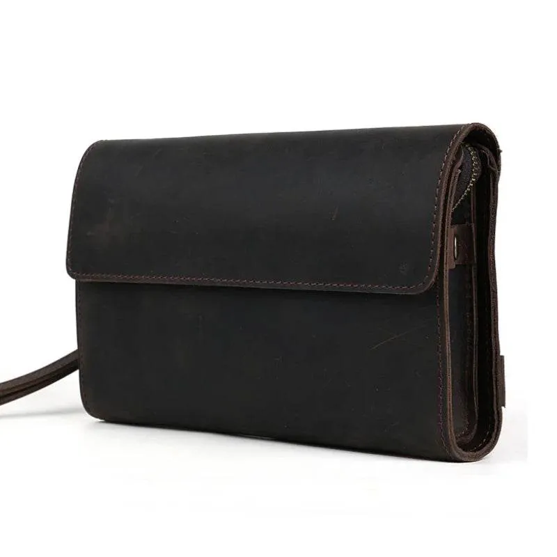 Top Grade Men's Genuine Leather Day Clutch | Crazy Horse Wallet
