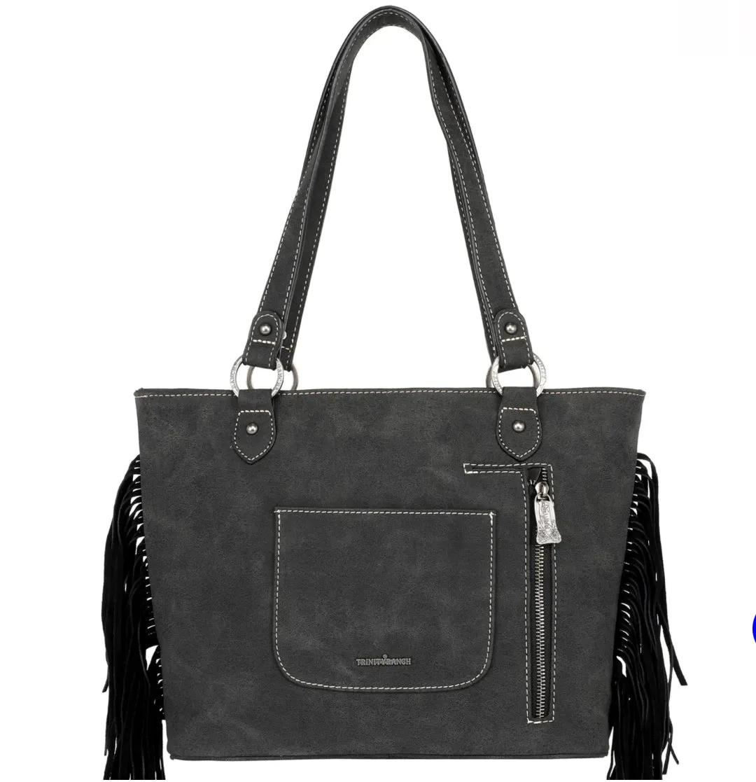 TR146G-8317 Trinity Ranch Hair On Cowhide Concealed Carry Tote-Black